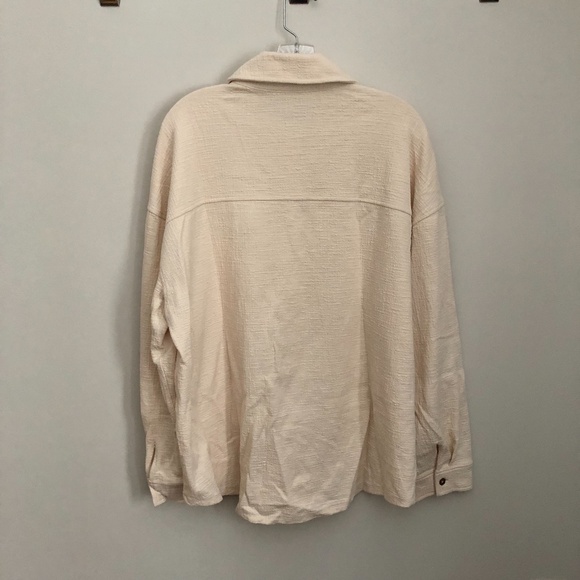 OAK + FORT Oversized Co-Ord Set Button Shirt Textured Cream Color Women's Medium - Picture 13 of 16